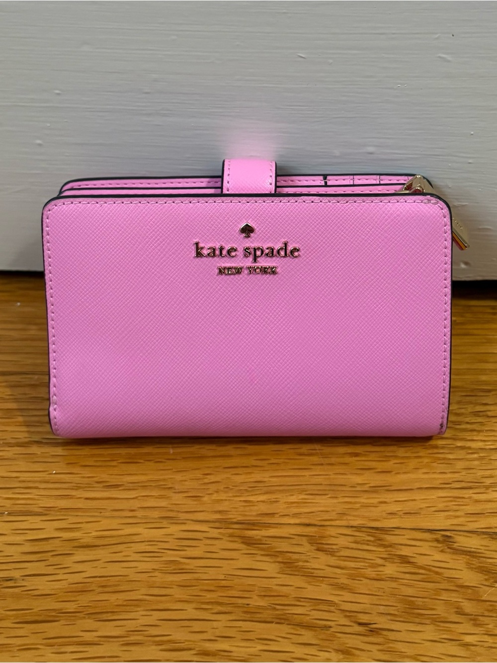 kate spade bright pink Saffiano Zip & Snap Wallet